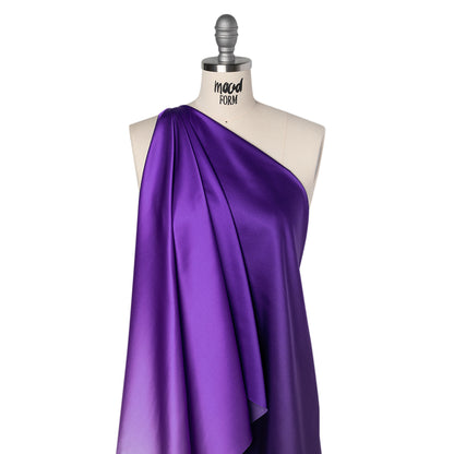 Silk Charmeuse Print 16MM, Made in Italy - Lavender, Grape and Dark Purple Ombre
