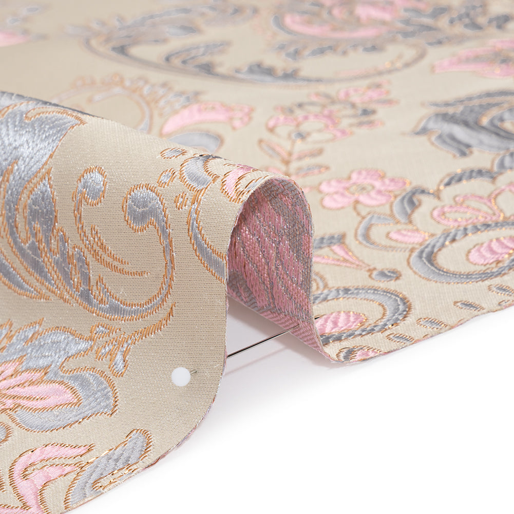 Yaya Han Metallic Duchesse Brocade - Ivory, Pink and Gold Damask Floral - Cosplay Collection - Detail