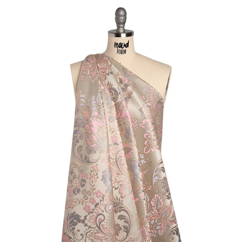 Yaya Han Metallic Duchesse Brocade - Ivory, Pink and Gold Damask Floral - Cosplay Collection - Drape