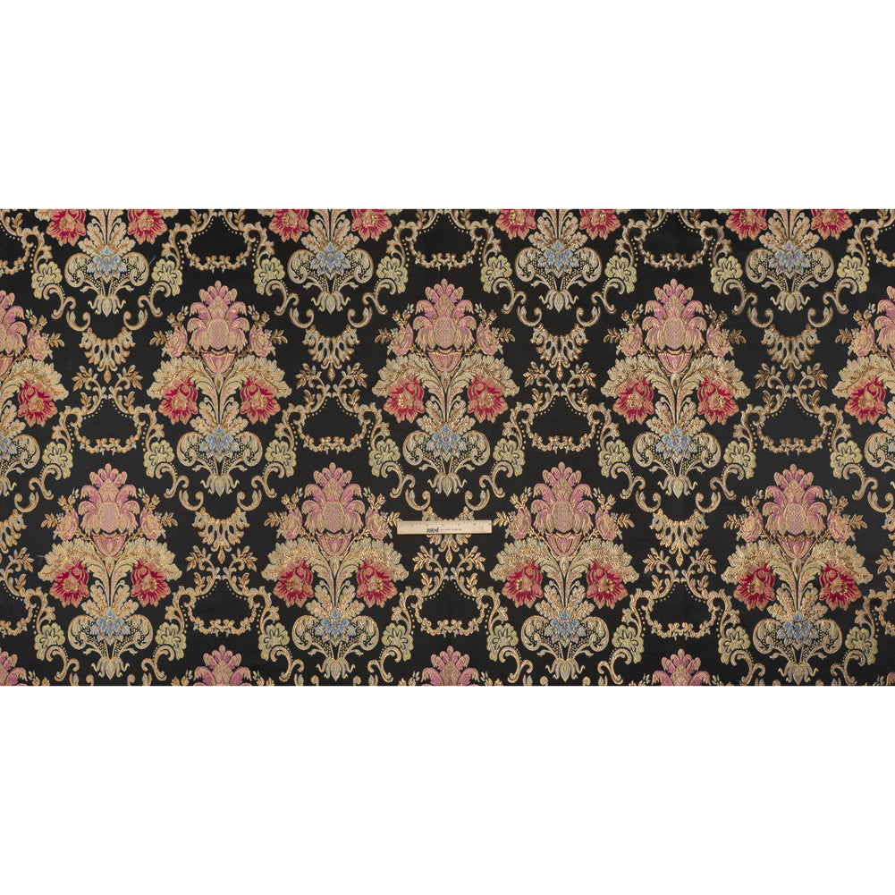 Yaya Han Metallic Polyester Brocade - Black, Red and Sage Green Floral Damask - Cosplay Collection - Full