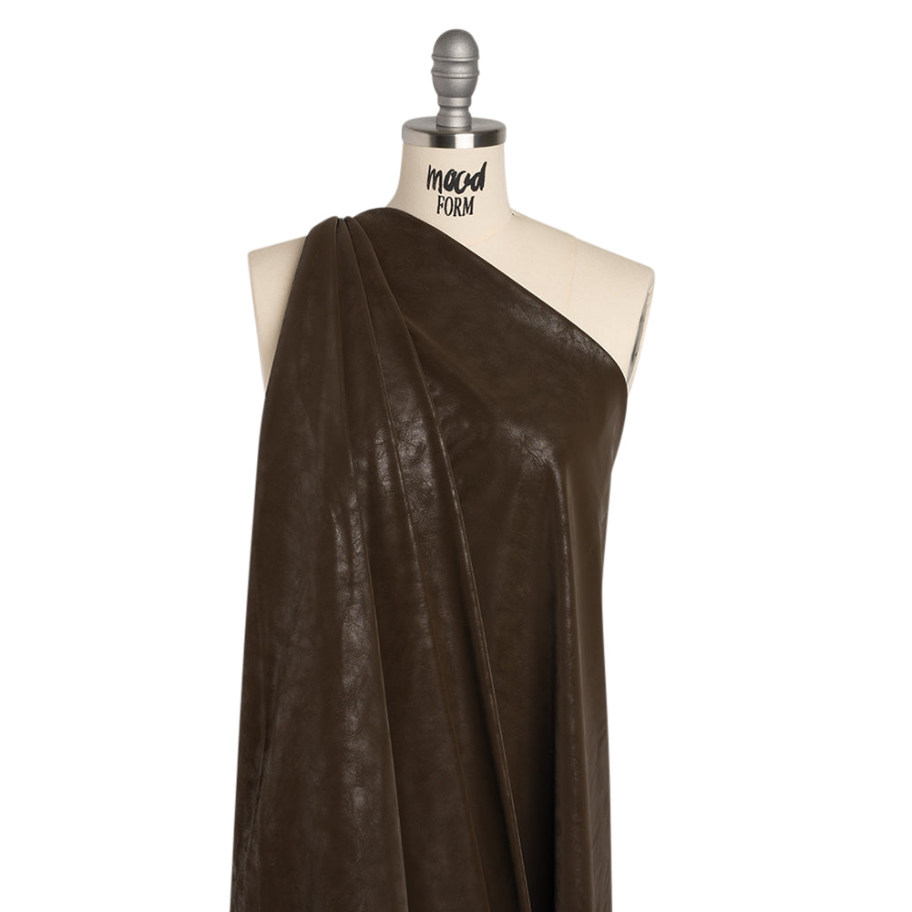 Yaya Han Soft Stretch Faux Leather/Pleather - Distressed Dark Brown with Brushed Backing - Cosplay Collection - Drape