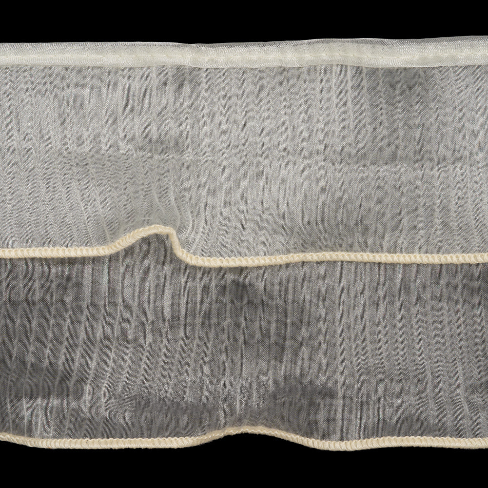 Yaya Han 2 Tier Pleated Crystal Organza Trim - Ivory, 4" - Cosplay Collection - Folded