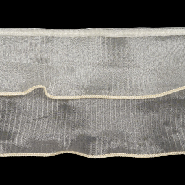 Yaya Han 2 Tier Pleated Crystal Organza Trim - Ivory, 4" - Cosplay Collection