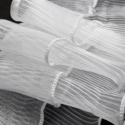 Yaya Han Pleated Organza Ruffle Trim, 2 Tier - Crystal White, 4.375" - Cosplay Collection