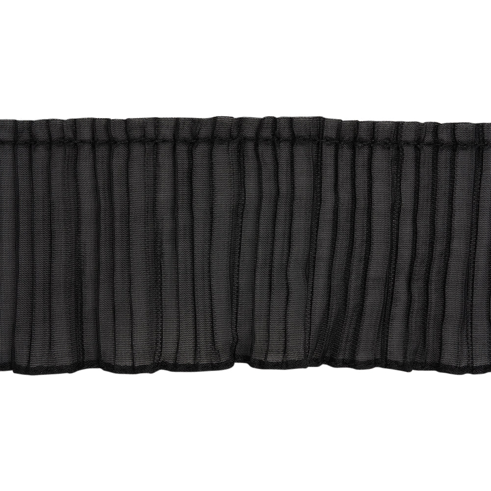 Yaya Han Pleated Ruffle Trim - Black, 3" - Cosplay Collection - Folded