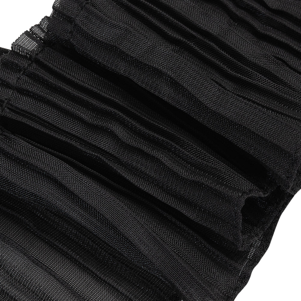 Yaya Han Pleated Ruffle Trim - Black, 3" - Cosplay Collection - Detail