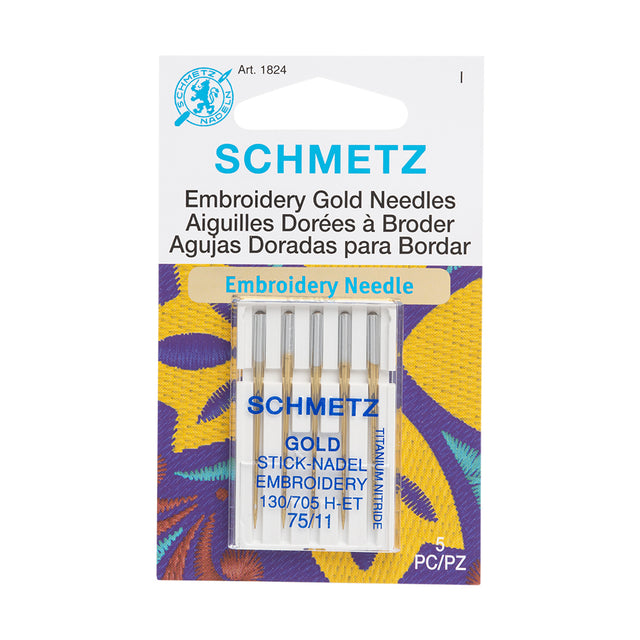 Schmetz Gold Embroidery Machine Needles - 75/11 - 5 ct