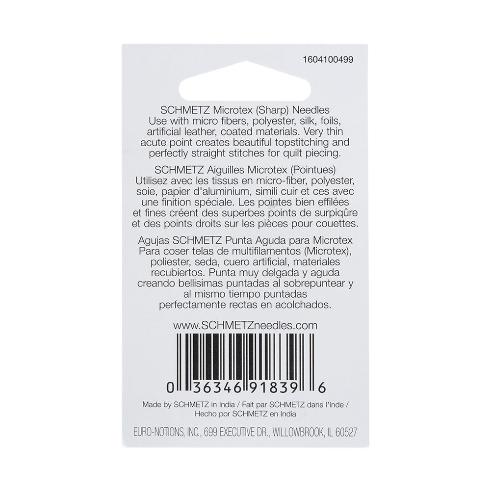Schmetz Microtex Sharp Machine Needles - Assorted Sizes - 5 ct - Detail