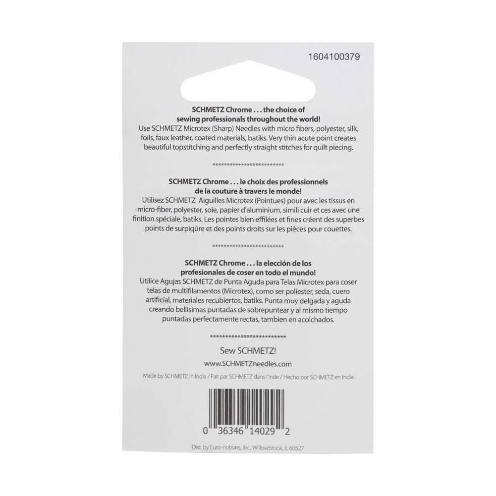 Schmetz Chrome Microtex Sharp Machine Needles - 70/10 - 5 ct - Detail