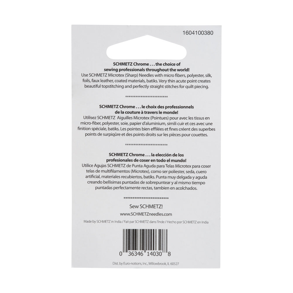 Schmetz Chrome Microtex Sharp Machine Needles - 80/12 - 5 ct - Detail