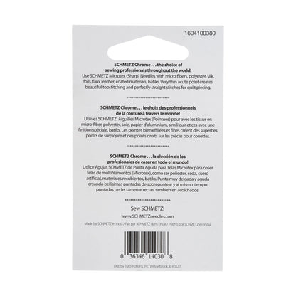 Schmetz Chrome Microtex Sharp Machine Needles - 80/12 - 5 ct