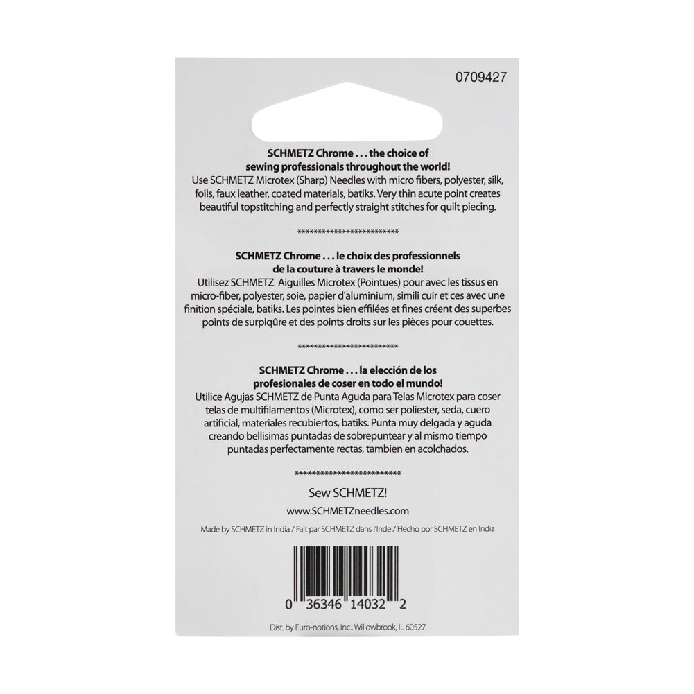 Schmetz Chrome Microtex Sharp Machine Needles - 60/8 - 5 ct - Detail