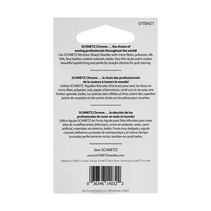 Schmetz Chrome Microtex Sharp Machine Needles - 60/8 - 5 ct