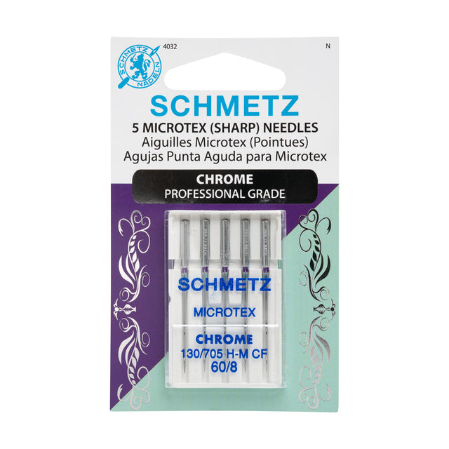 Schmetz Chrome Microtex Sharp Machine Needles - 60/8 - 5 ct