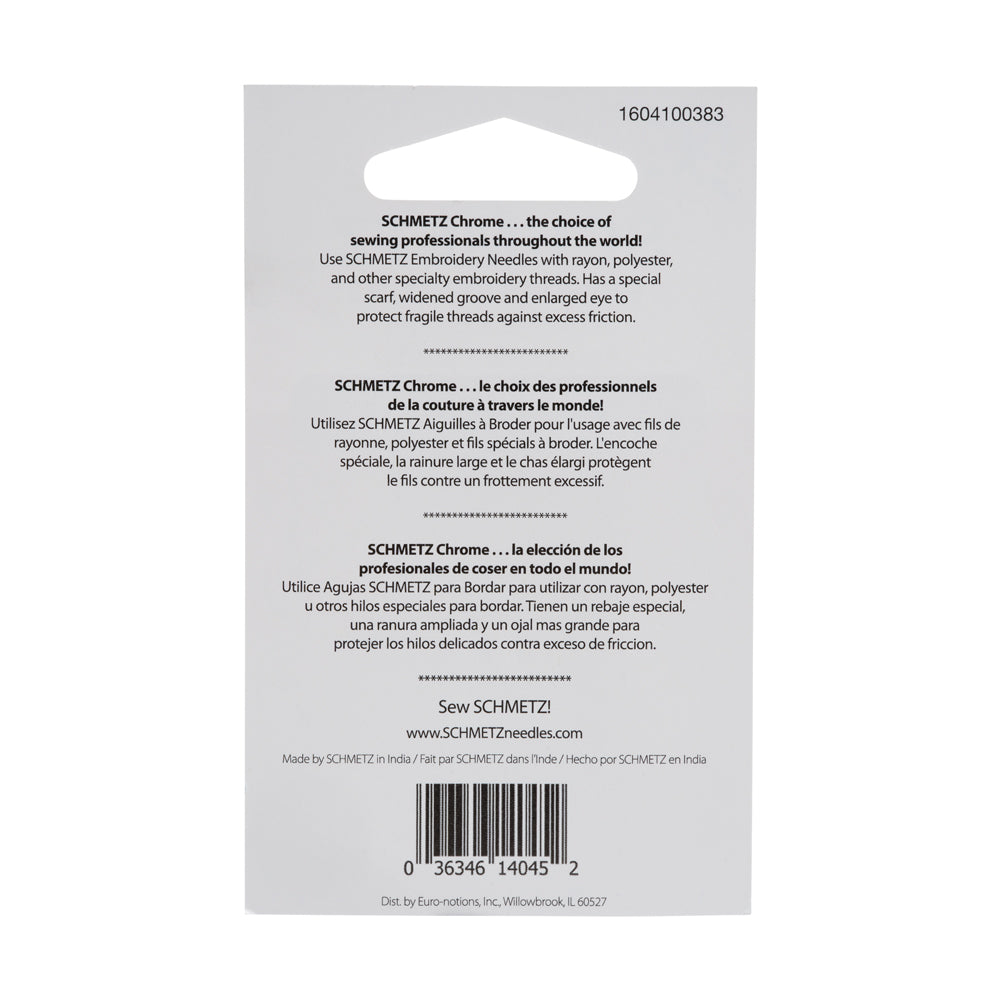 Schmetz Chrome Embroidery Machine Needles - 75/11 - 5 ct - Detail