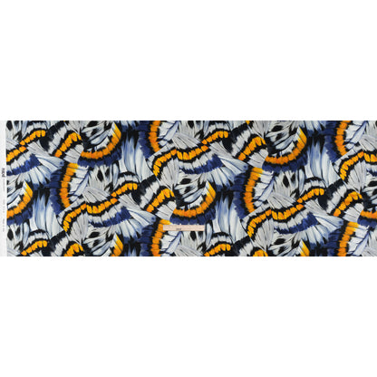Silk Charmeuse Print 16MM, Made in Italy - Golden Yellow, Navy Blue and Light Gray Butterfly Wings