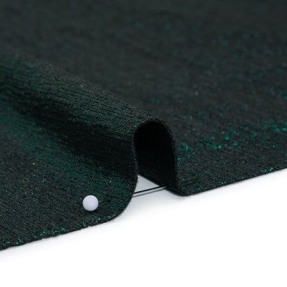 Metallic Foiled Uneven Stretch Rib Knit - Teal on Black - Estelle Collection