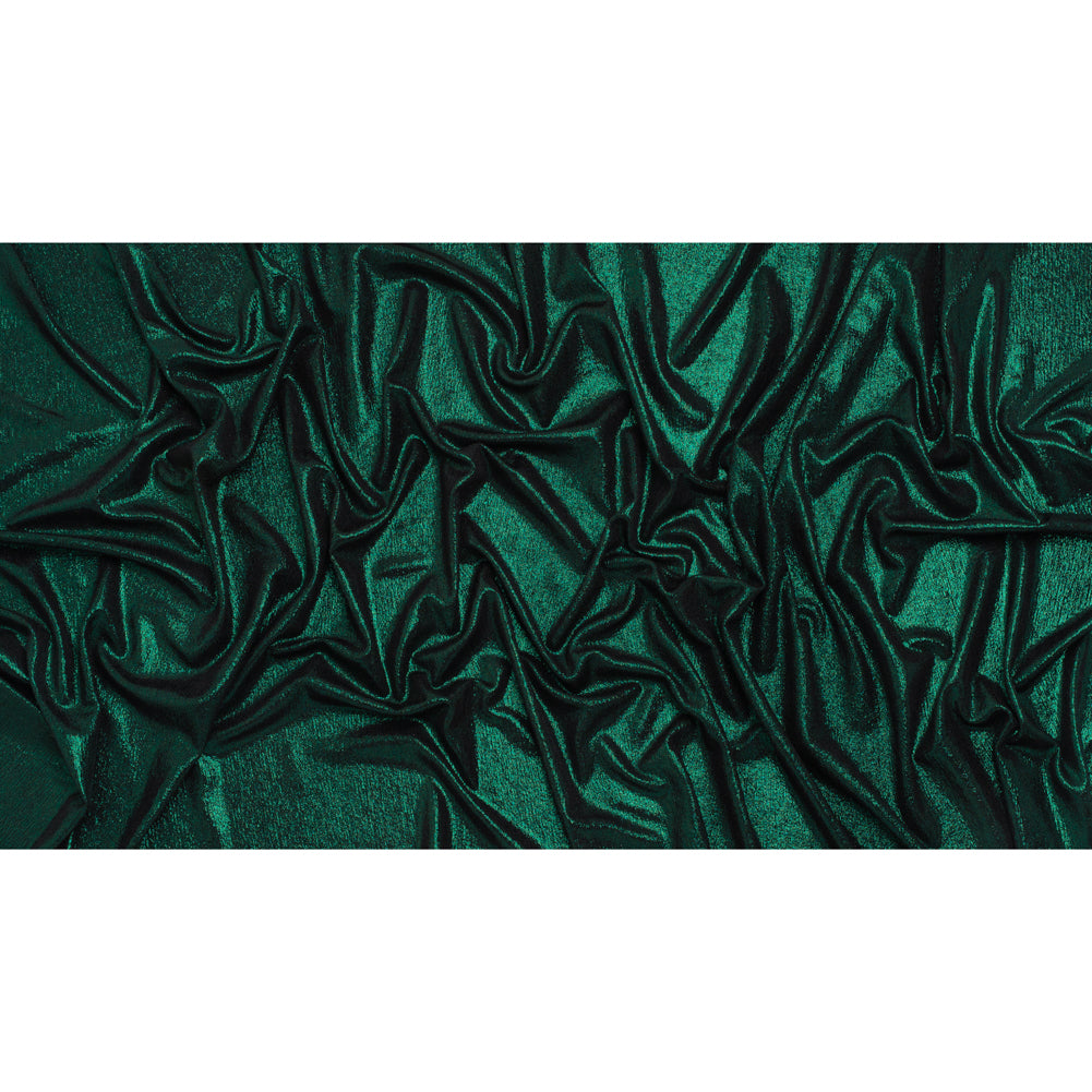 Metallic Foiled Uneven Stretch Rib Knit - Teal on Black - Estelle Collection - Full