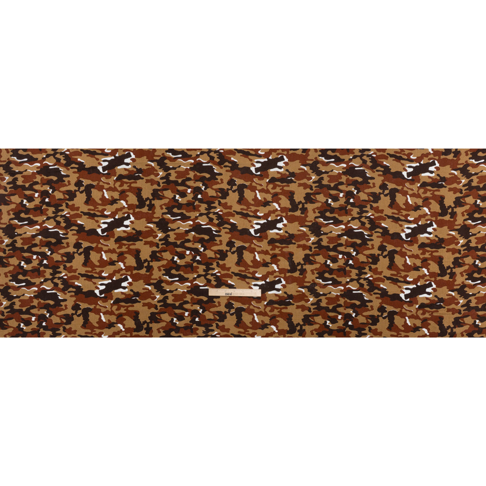 Medium Weight Linen Woven Print - Brown, Russet and Tan Camouflage - Full