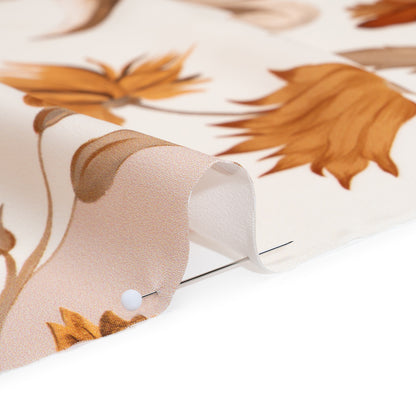 Polyester Satin - White, Beige and Brown Flower Vine Stripes - Mood Exclusive Fleur de Rocaille Print Detail