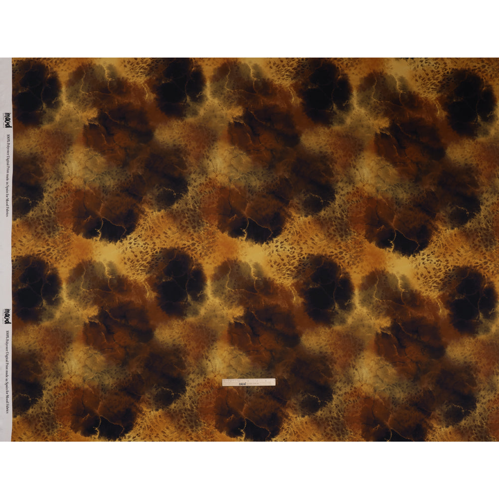 Polyester Satin - Yellow, Russet, and Black Spotted Abstract - Mood Exclusive Nebula Storm Print - Full