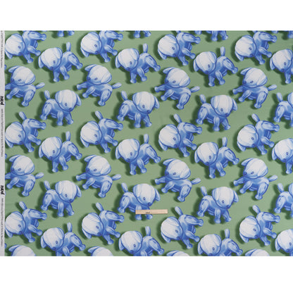 Polyester Satin - Blue and Green Inflatable Dogs - Mood Exclusive Pup Pop Print