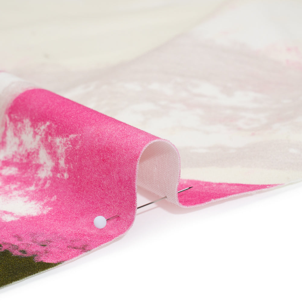 Brushed Cotton Woven - Pink, Olive Green and Cream Big Abstract Brushstrokes - Mood Exclusive Palette Play Print - Detail