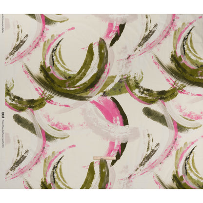Brushed Cotton Woven - Pink, Olive Green and Cream Big Abstract Brushstrokes - Mood Exclusive Palette Play Print