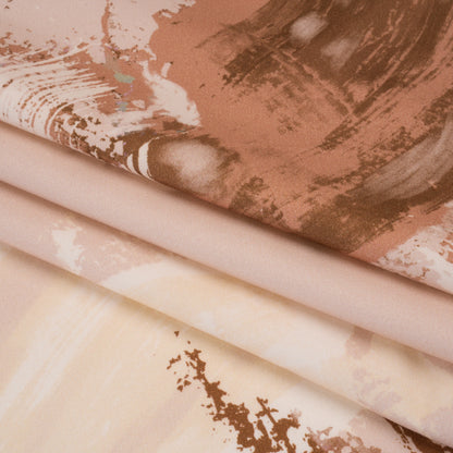 Brushed Cotton Woven - Peachy Beige, Brown and Raspberry Pink Abstract Painting - Mood Exclusive Dust & Drizzle Print