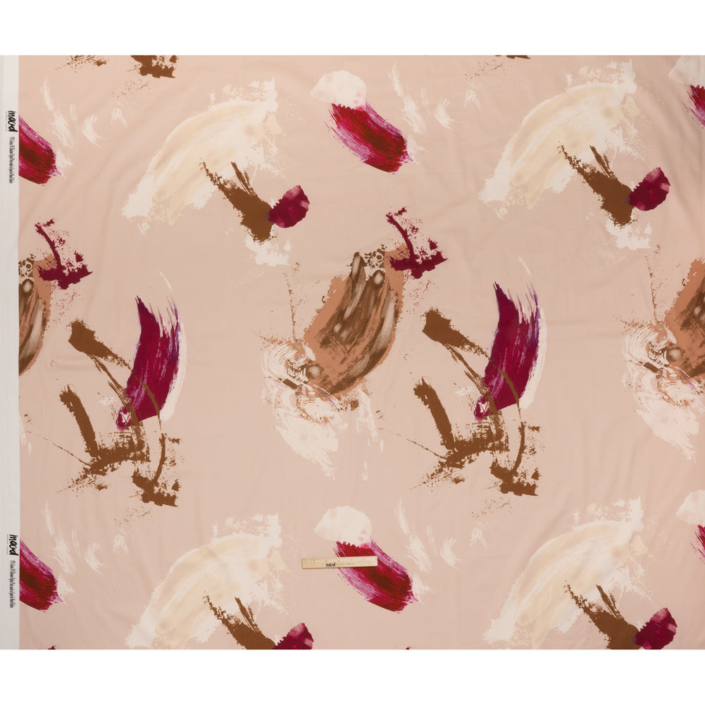 Brushed Cotton Woven - Peachy Beige, Brown and Raspberry Pink Abstract Painting - Mood Exclusive Dust & Drizzle Print - Full