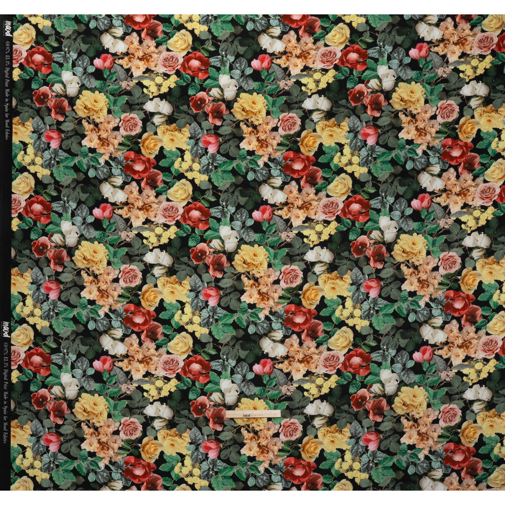 Brushed Cotton Woven - Red, Green and Yellow Photorealistic Florals - Mood Exclusive Botanica Viva Print - Full