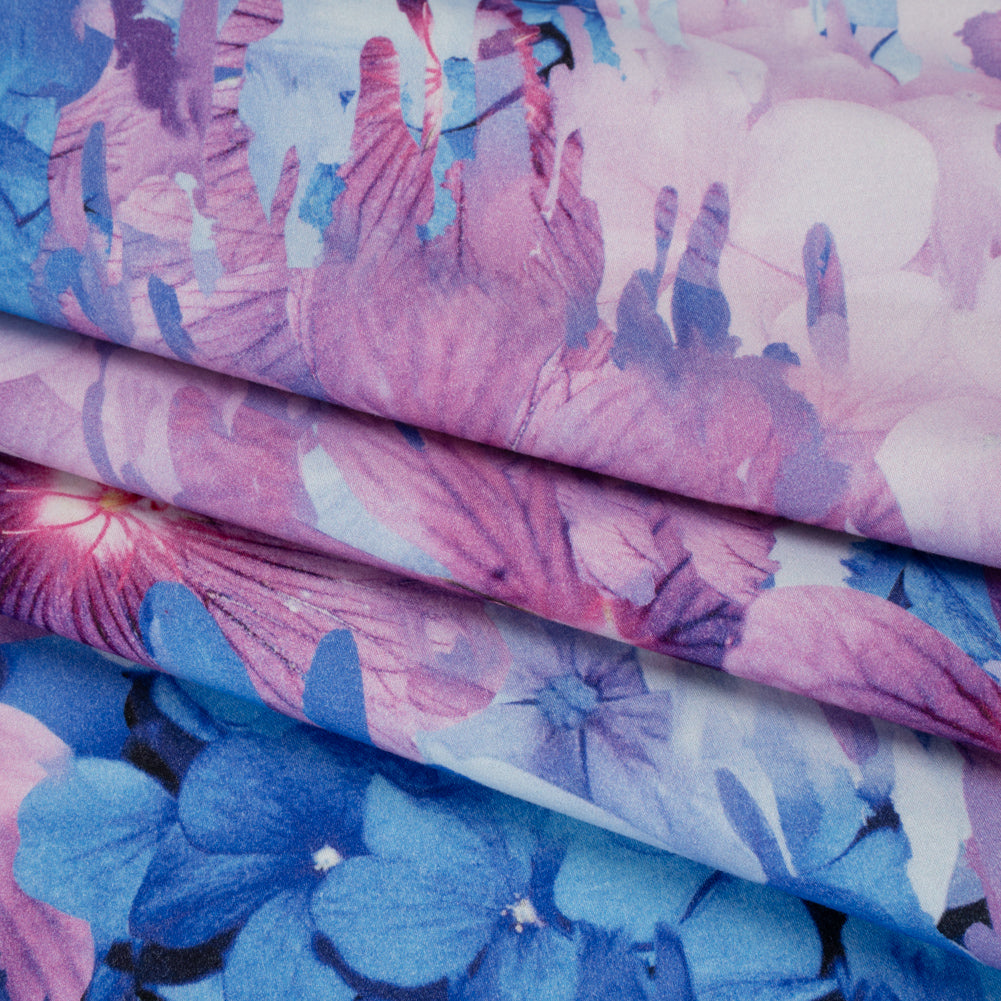 Brushed Cotton Woven - Lilac and Light Blue Melting Flowers - Mood Exclusive Darling Daydream Print Folded