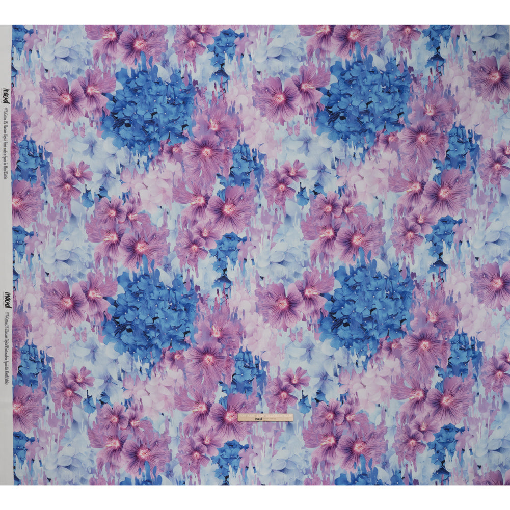 Brushed Cotton Woven - Lilac and Light Blue Melting Flowers - Mood Exclusive Darling Daydream Print Full