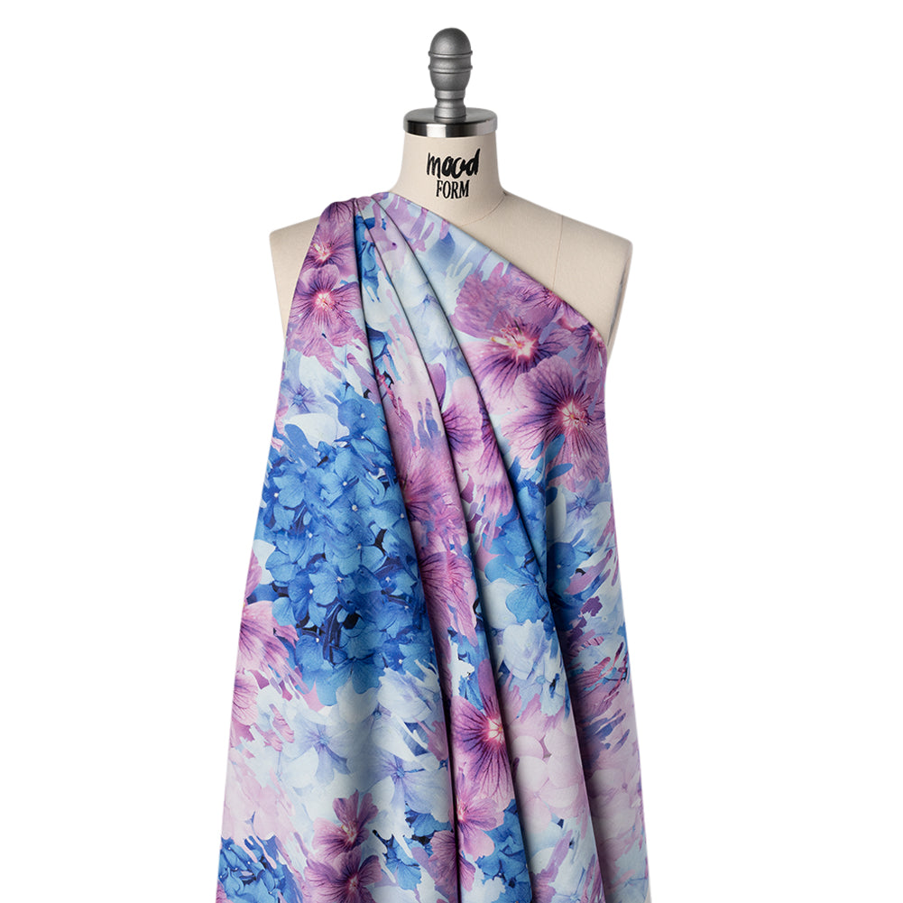 Brushed Cotton Woven - Lilac and Light Blue Melting Flowers - Mood Exclusive Darling Daydream Print Drape