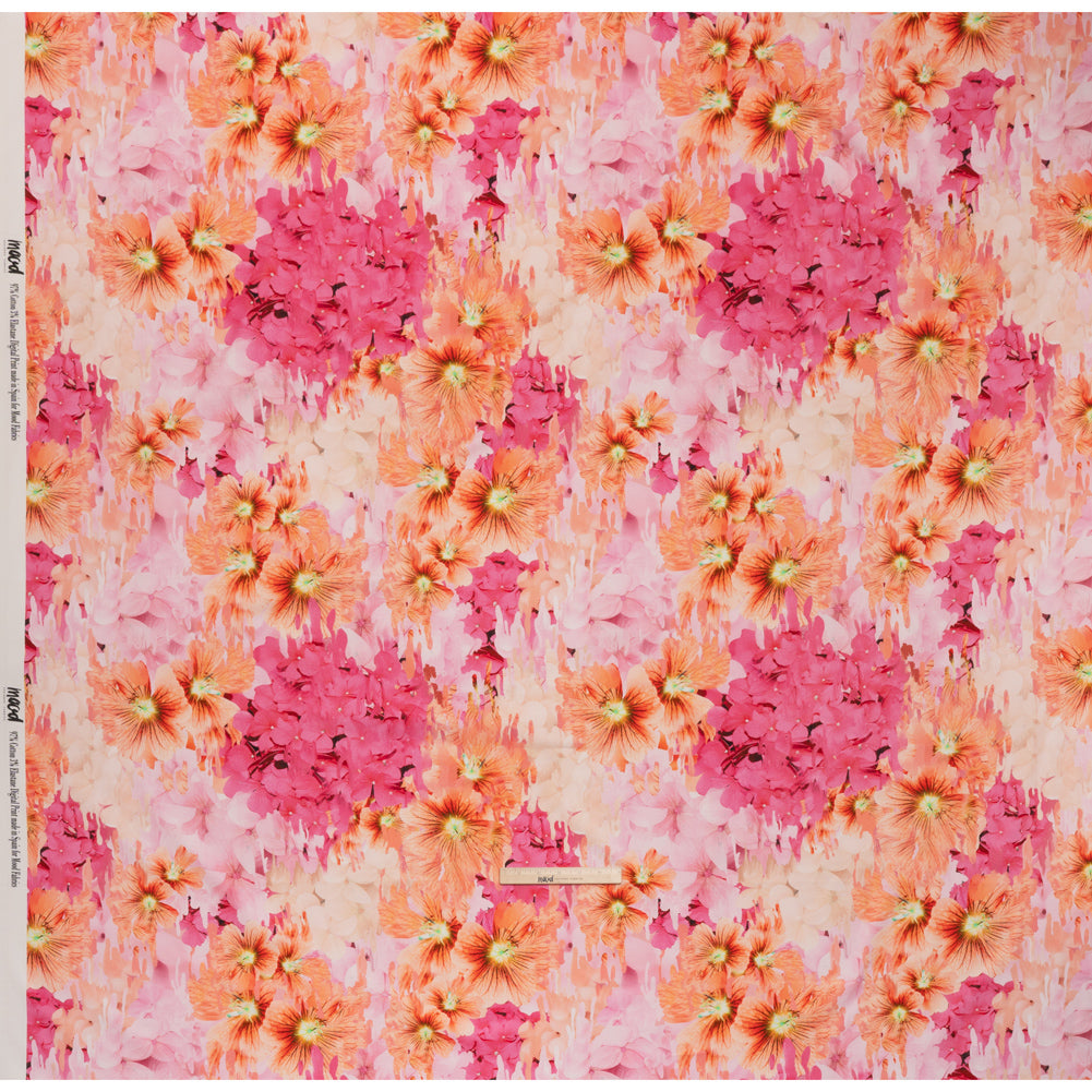 Brushed Cotton Woven - Pink and Orange Melting Flowers - Mood Exclusive Darling Daydream Print Full