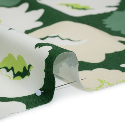 Brushed Cotton Woven - Green, Beige and White Simple Florals - Mood Exclusive Popping Petals Print Detail