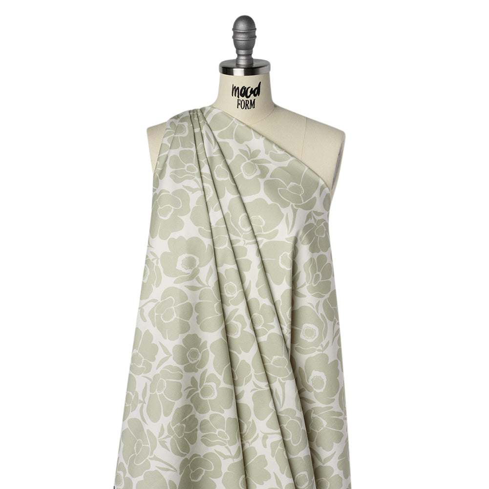 Brushed Cotton Woven - Cream and Beige Simple Poppies - Mood Exclusive Poppy Impressions Print - Drape