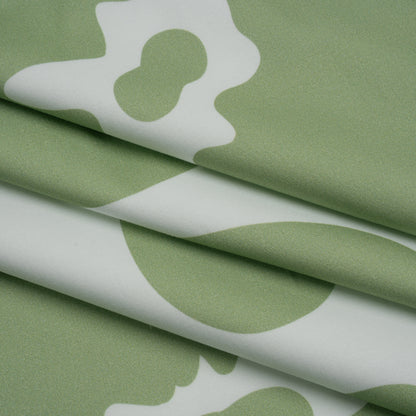 Brushed Cotton Woven - White and Sage Green Big Simple Flowers - Mood Exclusive Floral Figures Print Folded