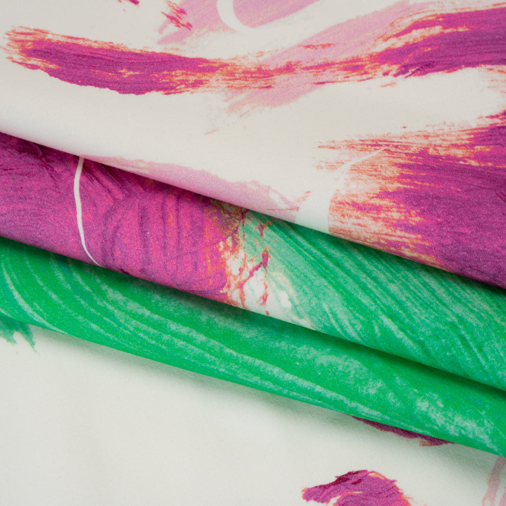Brushed Cotton Woven - Emerald, Fuchsia and Pale Pink Big Brush Strokes - Mood Exclusive Color Study Print - Folded
