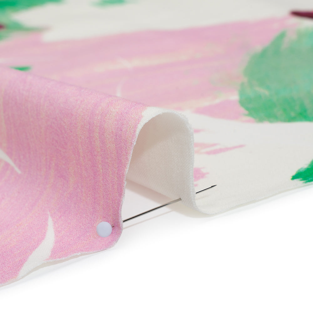Brushed Cotton Woven - Emerald, Fuchsia and Pale Pink Big Brush Strokes - Mood Exclusive Color Study Print - Detail