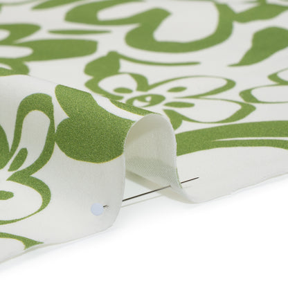 Brushed Cotton Woven - Green and Off White Flower Doodles - Mood Exclusive Sweet Scribbles Print Detail