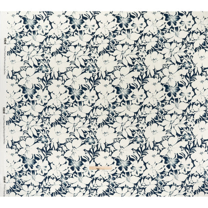 Brushed Cotton Woven - Navy and Ivory Floral - Mood Exclusive Whitewash Bloom Print Full