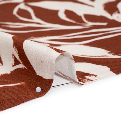 Linen and Rayon Woven - Russet Brown and Cream Sketched Flowers - Mood Exclusive Sketchbook Garden Print Detail
