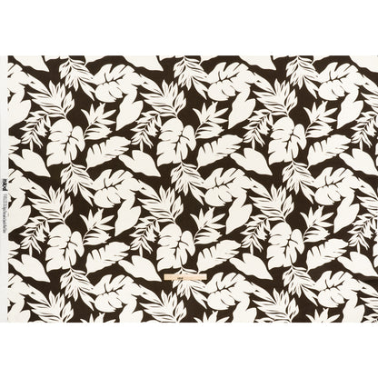 Linen and Rayon Woven - Chocolate Brown and Ivory Leaf Silhouettes - Mood Exclusive Neutral Nature Print Full