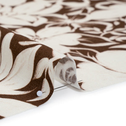Linen and Rayon Woven - Brown and Ivory Floral - Mood Exclusive Sepia Bloom Print