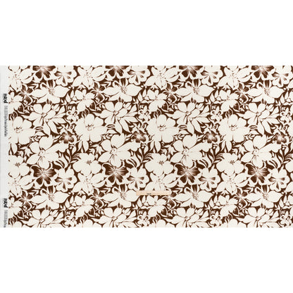 Linen and Rayon Woven - Brown and Ivory Floral - Mood Exclusive Sepia Bloom Print