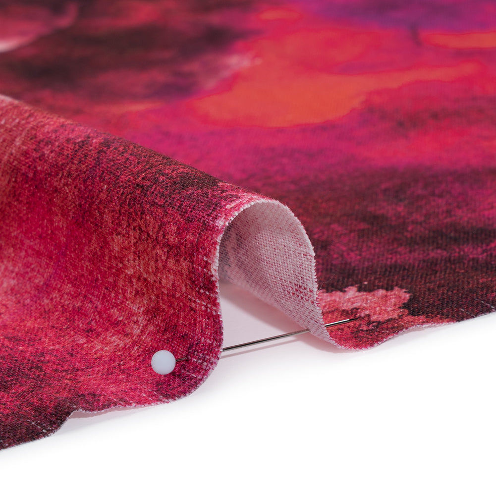 Linen and Rayon Woven - Hot Pink, Purple and Charcoal Abstract Tie Dye - Mood Exclusive Dyed & Delicate Print - Detail
