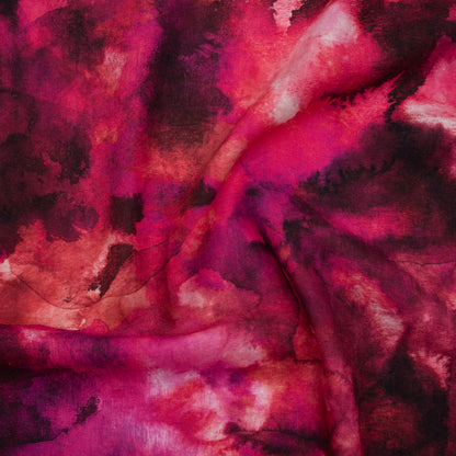 Linen and Rayon Woven - Hot Pink, Purple and Charcoal Abstract Tie Dye - Mood Exclusive Dyed & Delicate Print