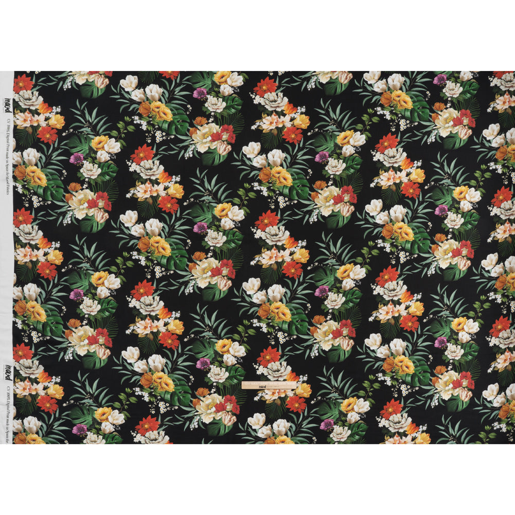 Rayon Challis - Red, Yellow and Green Tropical Flowers - Mood Exclusive Island Bloom Print Full