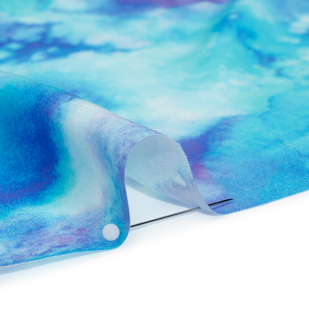 Rayon Challis - Blue, Seafoam and Purple Tie Dye - Mood Exclusive Tide and True Print Detail
